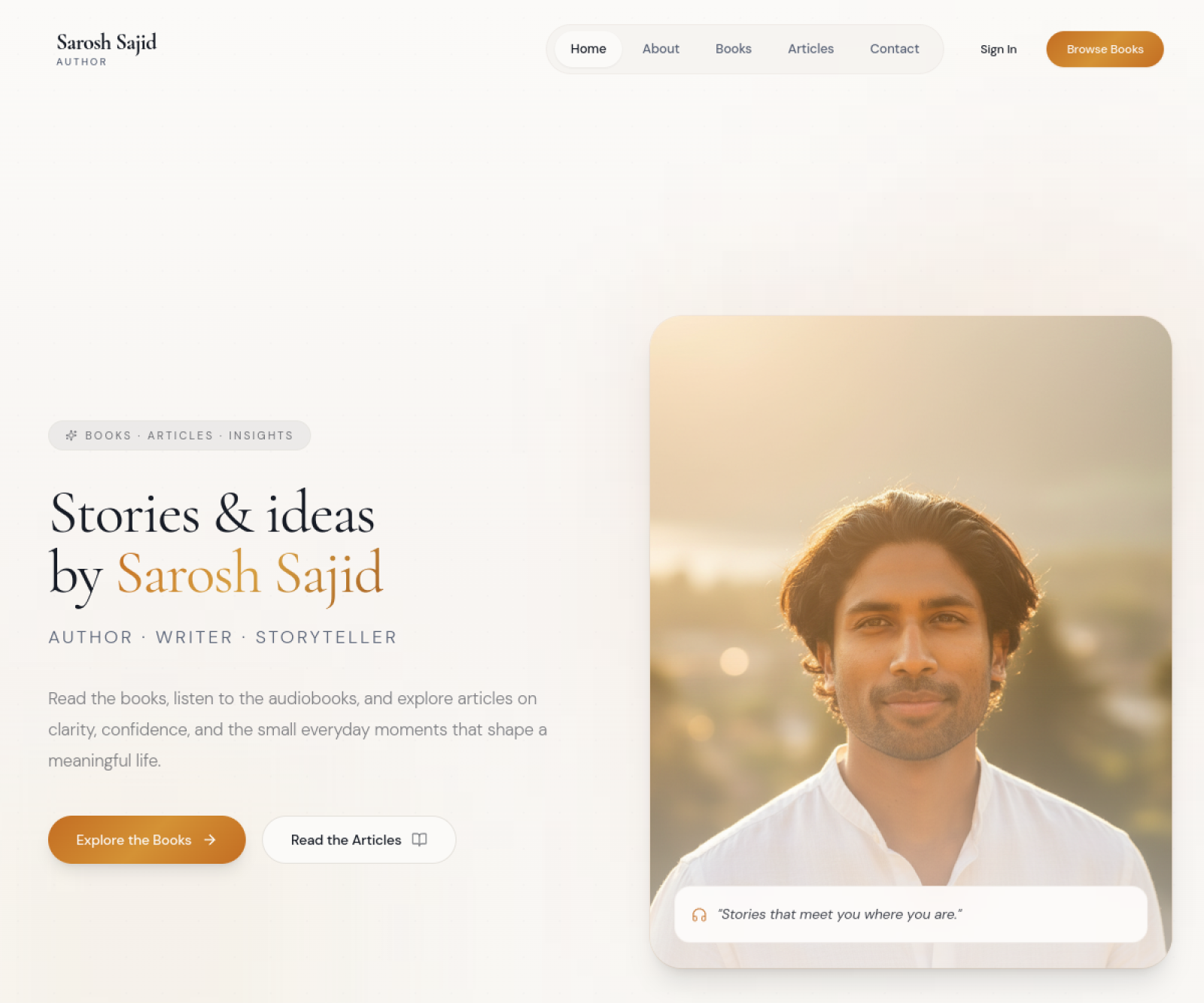 SaroshSajid.com landing page screenshot